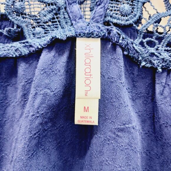 Blouse Size M Babydoll Navy Crochet Unconventional Lace Bodice Fairycore Y2K - Picture 12 of 12